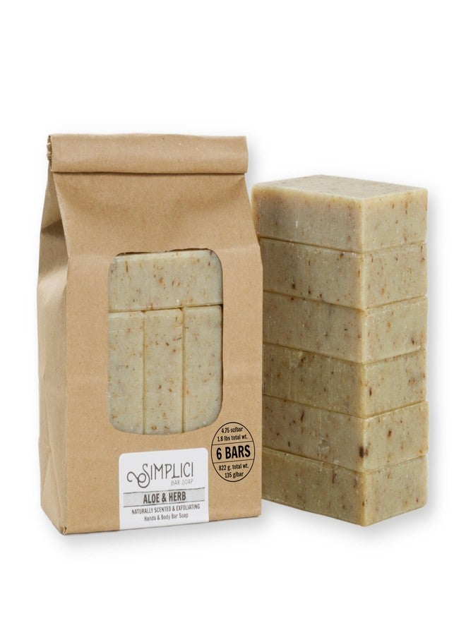Simplici Aloe & Herb Natural Soap (exfoliating + pure essential oils) 6 Bar Value Bag. Palm Free. - Image 1