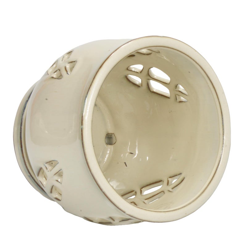 w w W&W Orchid Pot with Holes and Saucer for Repotting and Better Grow, Cream White, 6.5" - Image 4