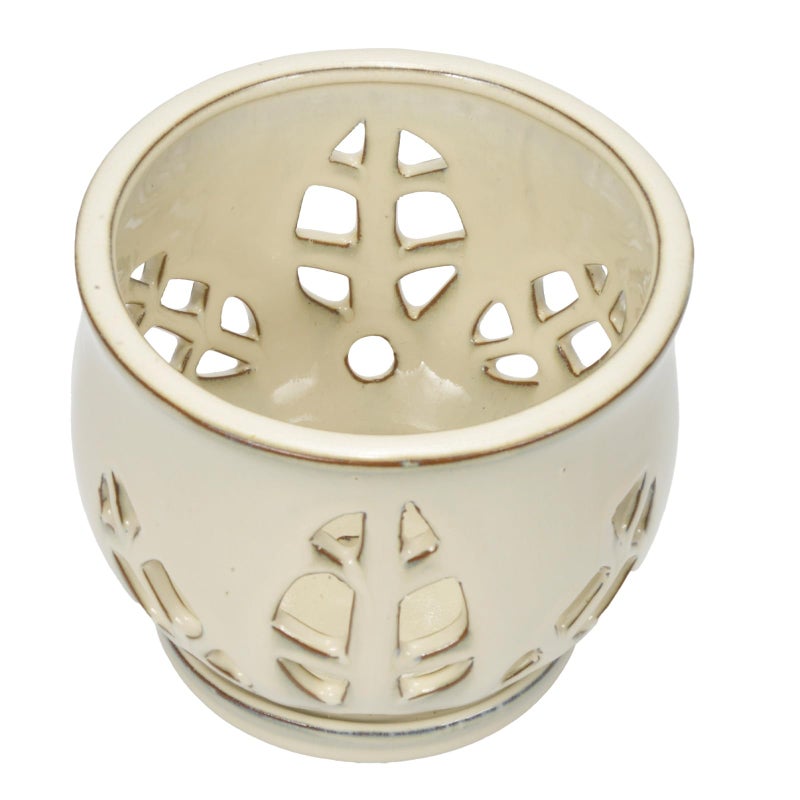 w w W&W Orchid Pot with Holes and Saucer for Repotting and Better Grow, Cream White, 6.5" - Image 3