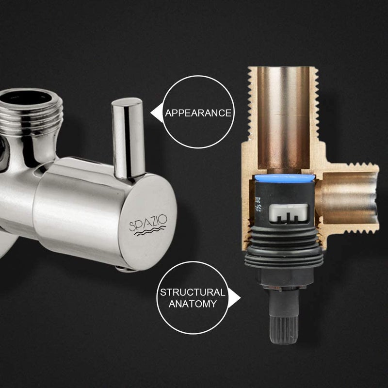 SPAZIO Brass Flora Quarter Turn Angle ValveAngle Cock Stop Cock For HotCold Water With Brass Disc Wall Flange Chrome Finish Pack of 4 - Image 3