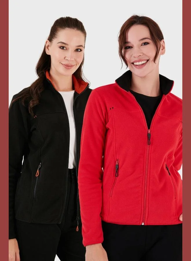 ليلا كارديجان نسائي بياقة مدورة وسحاب وجيوب مضادة للوبر قطعتين