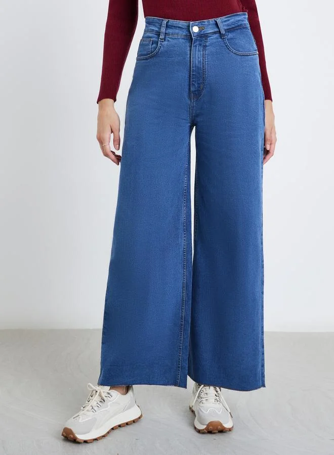 Styli Styli Mid Rise Solid Stretchable Straight Fit Jeans