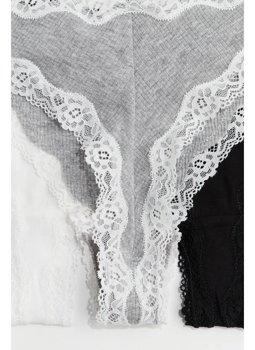 H&M 5-Pack Cotton And Lace Brazilian Briefs