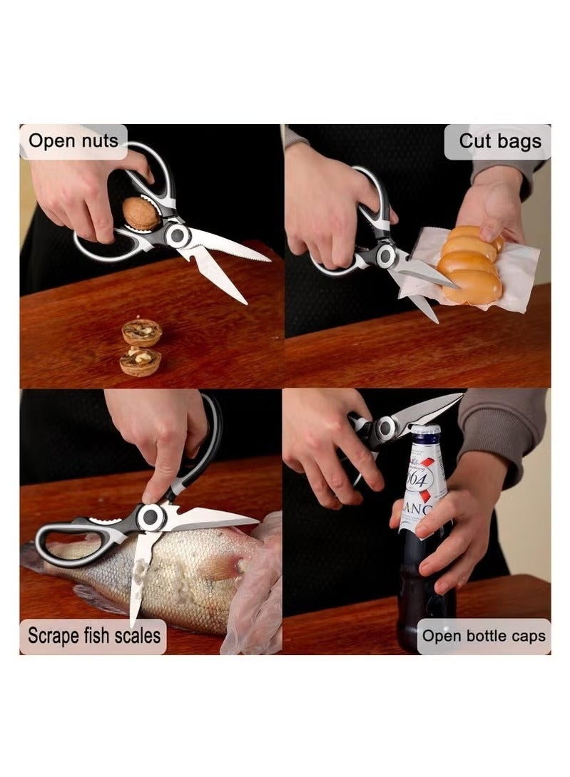 Hoasis 2 Pack Heavy Duty Kitchen Scissors, Multifunctional Kitchen Shears with Sharp Stainless Steel Blades and Blade Cover Cooking Scissors for Meat, Chicken, Fish, Herbs and Vegetables - Image 3