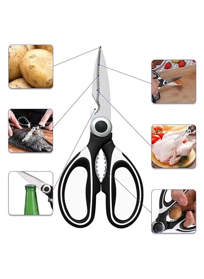 Hoasis 2 Pack Heavy Duty Kitchen Scissors, Multifunctional Kitchen Shears with Sharp Stainless Steel Blades and Blade Cover Cooking Scissors for Meat, Chicken, Fish, Herbs and Vegetables - Image 5