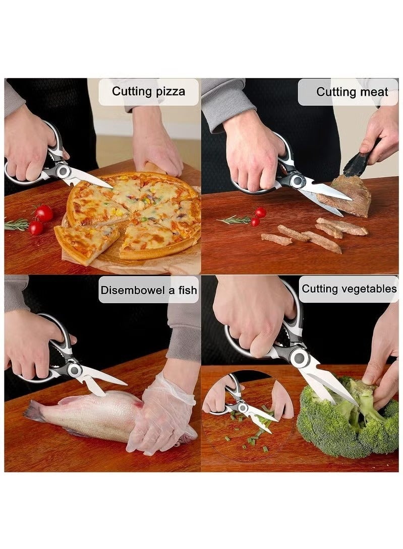 Hoasis 2 Pack Heavy Duty Kitchen Scissors, Multifunctional Kitchen Shears with Sharp Stainless Steel Blades and Blade Cover Cooking Scissors for Meat, Chicken, Fish, Herbs and Vegetables - Image 4