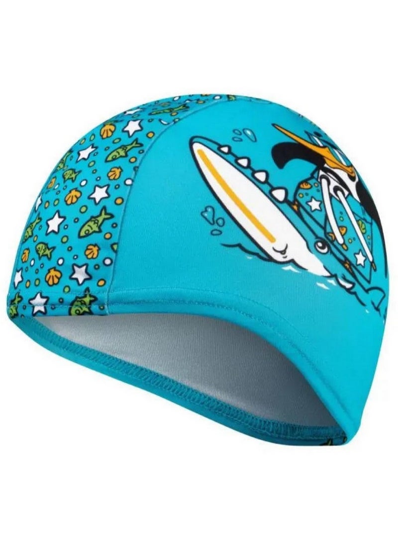سبيدو قبعة سباحة مطبوعة من البوليستر للأطفال من عمر سنتين إلى ست سنوات، باللون الأزرق - Image 1