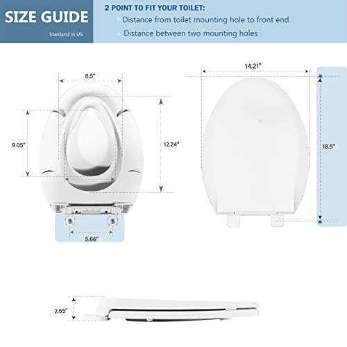 JINGZE Elongated Toilet Seat Built-In Potty Training Seat, Soft Quiet Close Non-Slip Seat, Easy to Install & Clean,Magnetic Kids Seat and Cover for Elongated Oval Toilets,White - Image 4