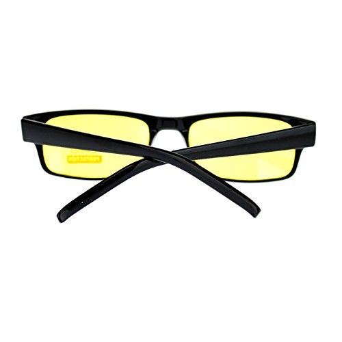 PASTL Black Rectangle Frame Yellow Lens Sunglasses Spring Hinge - Image 3