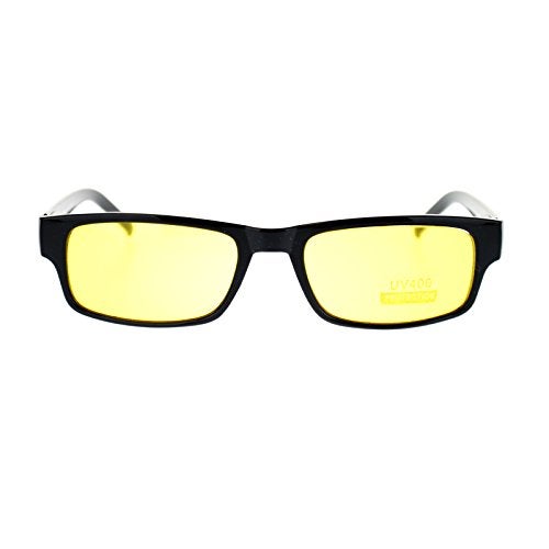 PASTL Black Rectangle Frame Yellow Lens Sunglasses Spring Hinge - Image 2