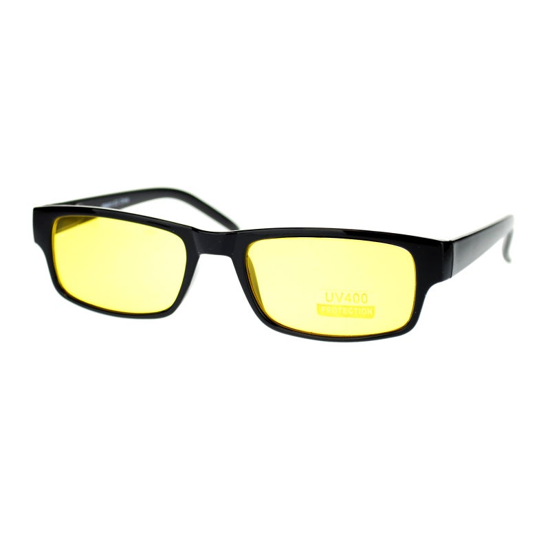PASTL Black Rectangle Frame Yellow Lens Sunglasses Spring Hinge - Image 5