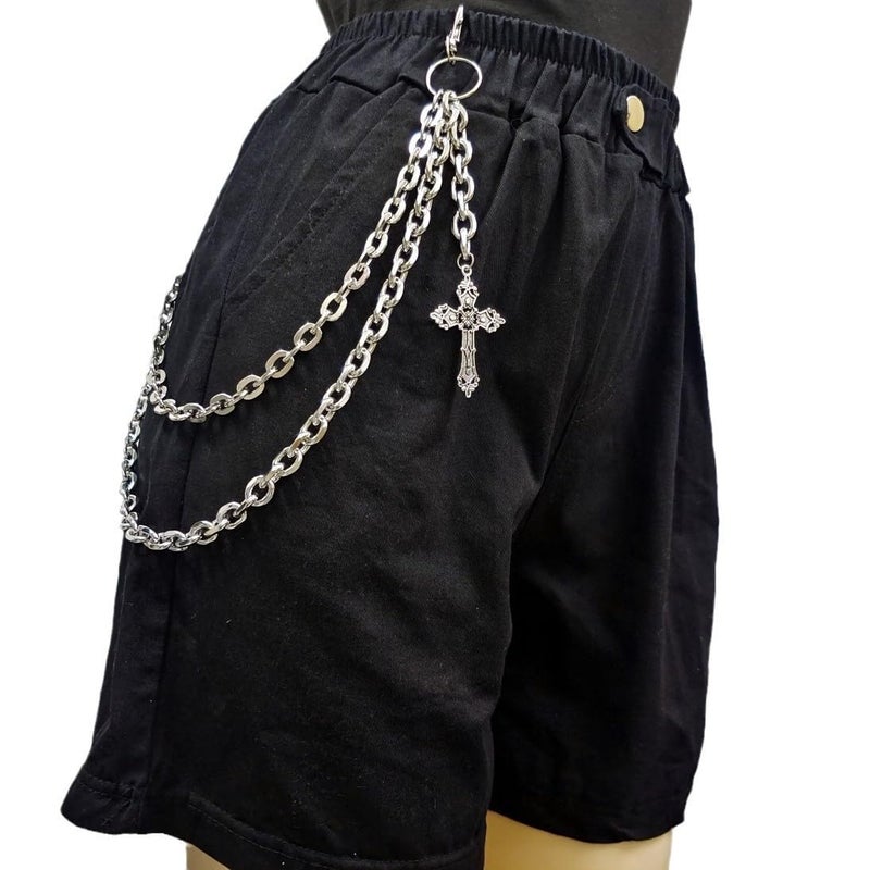 ANGLEQUEEN Punk Layered Pants Chains for Men Women Silver Cross Wallet Chains Hip Hop Pocket Chain Goth Jewelry Key Wallet Chain Gothic Accessories 2026 Fashion Jewelry (style6) - Image 2