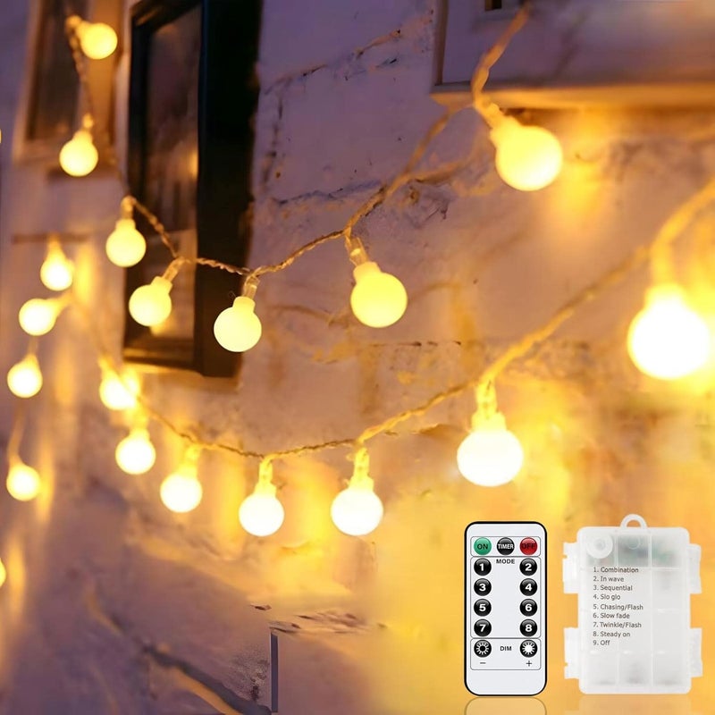 ANJAYLIA 2 Pack Globe String Lights Fairy Lights Battery Operated 20ft 40LED Warm White String Lights with Remote Waterproof Indoor Outdoor Decorative Christmas Lights for Home Party Patio Garden - Image 1
