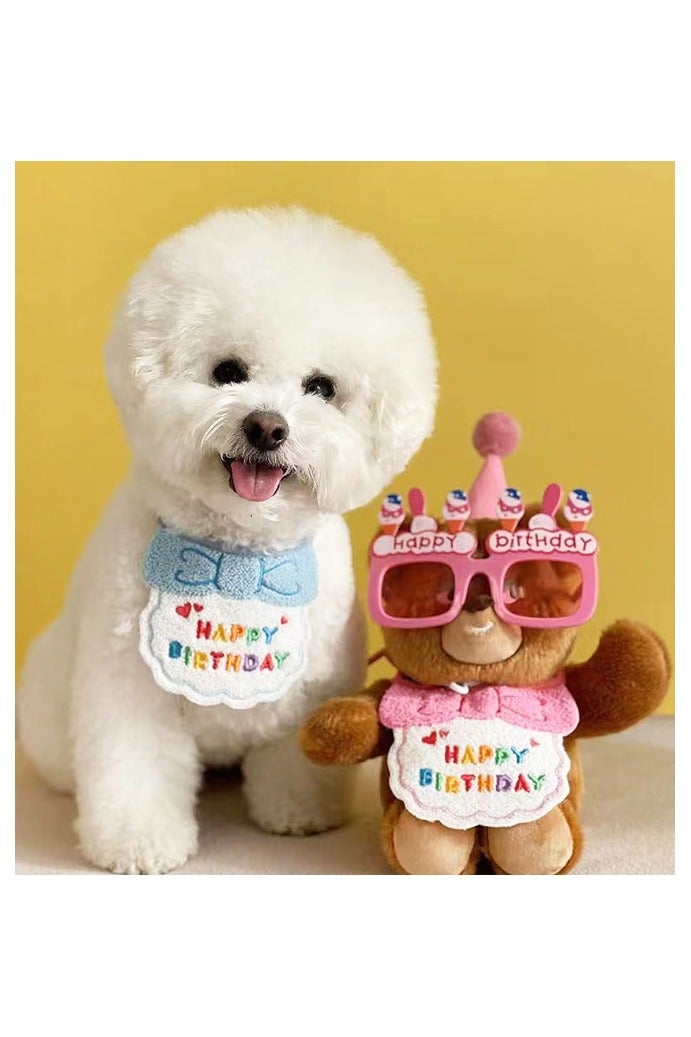 2 PCS Cat Birthday Hat Cat Costume Accessories Blue Cat Birthday Gift Decorations Set with Soft Scarf Adorable Hat - Image 5