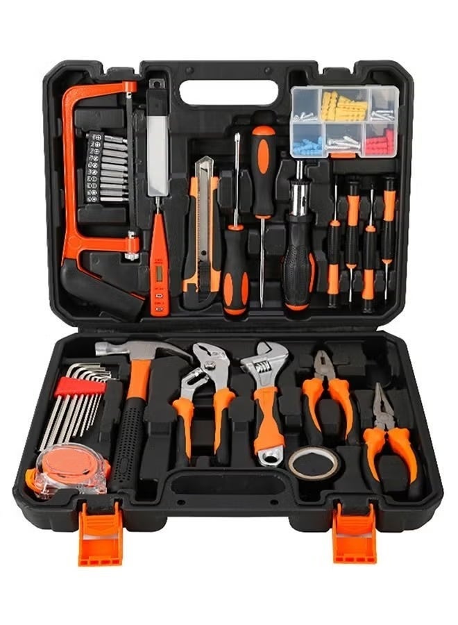 HOMESTAR 100-piece Tool Kit, Universal Home/auto Repair Kit with Hammer, Pliers, Screwdriver Set, Wrench Set and Toolbox Storage - Great for Home Improvement/building/auto - Image 1