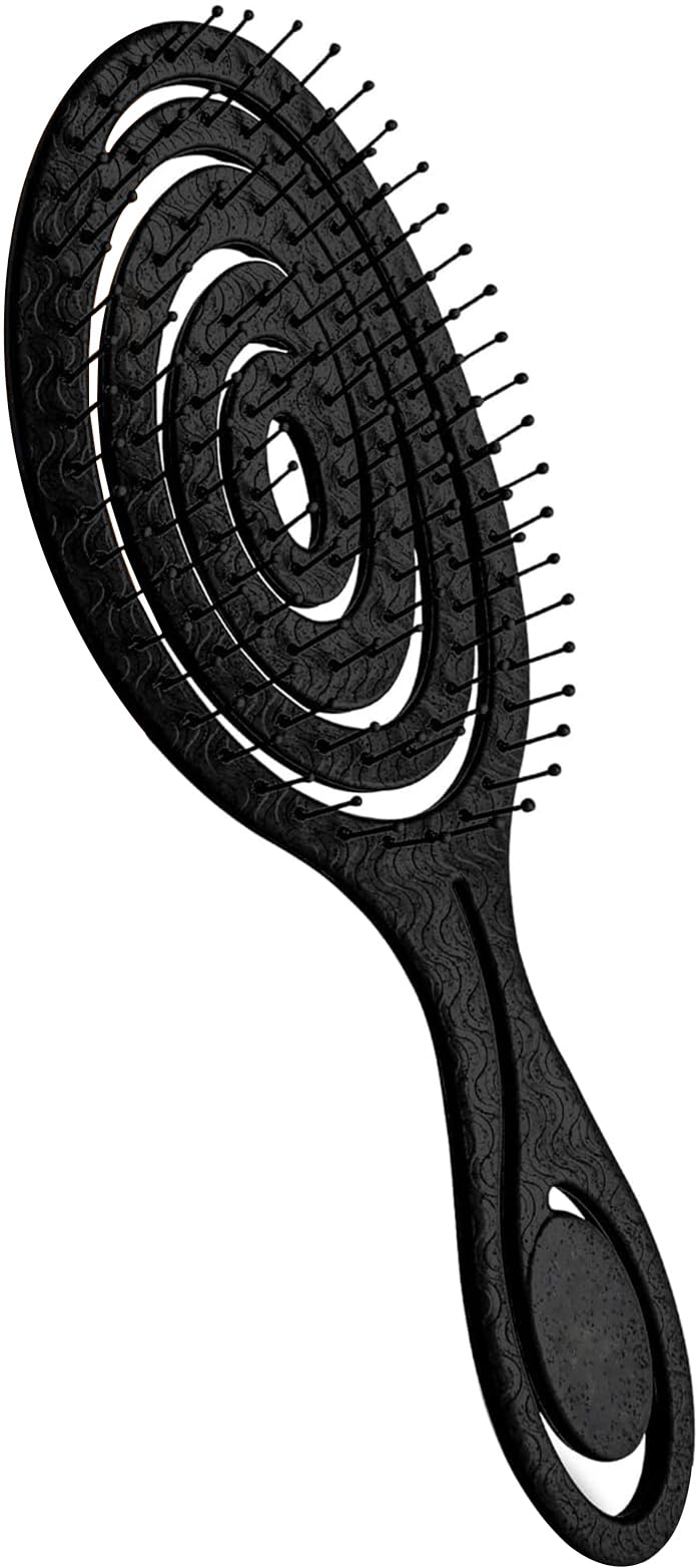 Lyrovo Organic Detangling Hair Brush for Women, Men & Children - Does not Pull on Hair - Straightening Brushes for Straight, Curly & Wet Hair (Black) - Image 1