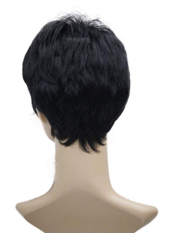 LUSH LOCKS Short Jet Black Fluffy Straight Full Bang Capless Heat Resistant Fiber Wig For Women Suitable For Cancer And Alopecia Patients  - Image 4