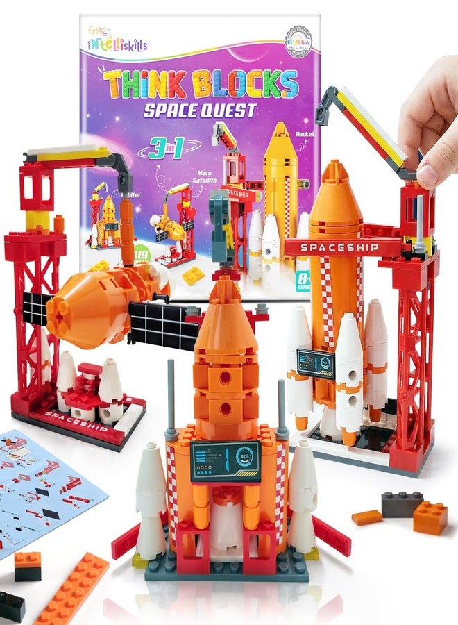 FIRSTCRY INTELLISKILLS Intelliskills 3-in-1 Space Think Blocks for Kids, STEM Construction & Building Set, Assemble & Play, BIS Certified, Birthday Gift (Mars Satellite, Rocket, Orbiter-119 Pcs) - Image 1