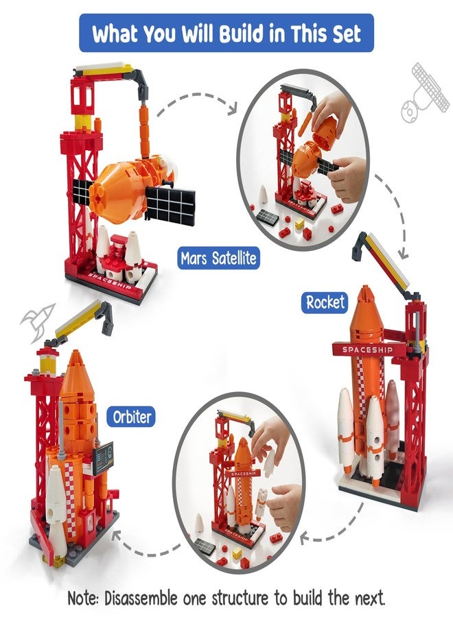 FIRSTCRY INTELLISKILLS Intelliskills 3-in-1 Space Think Blocks for Kids, STEM Construction & Building Set, Assemble & Play, BIS Certified, Birthday Gift (Mars Satellite, Rocket, Orbiter-119 Pcs) - Image 3