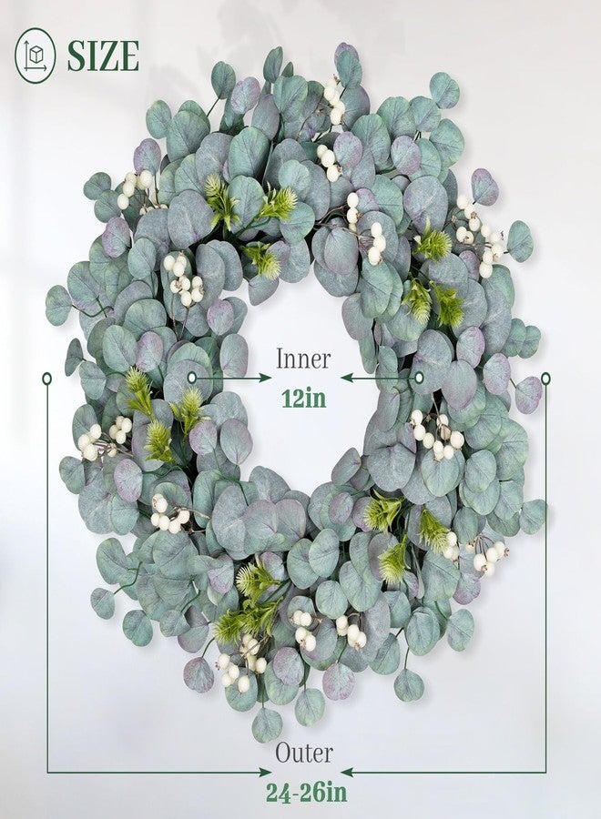 COLORSPEC 24Inch Large Eucalyptus Wreath, Blue Green Eucalyptus Wreath for Front Door with Berries All Year Round, Artificial Spring Summer Wreaths for Indoor Outdoor Wedding Holiday - Image 2