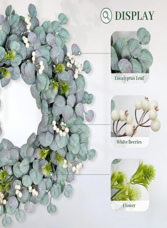 COLORSPEC 24Inch Large Eucalyptus Wreath, Blue Green Eucalyptus Wreath for Front Door with Berries All Year Round, Artificial Spring Summer Wreaths for Indoor Outdoor Wedding Holiday - Image 3