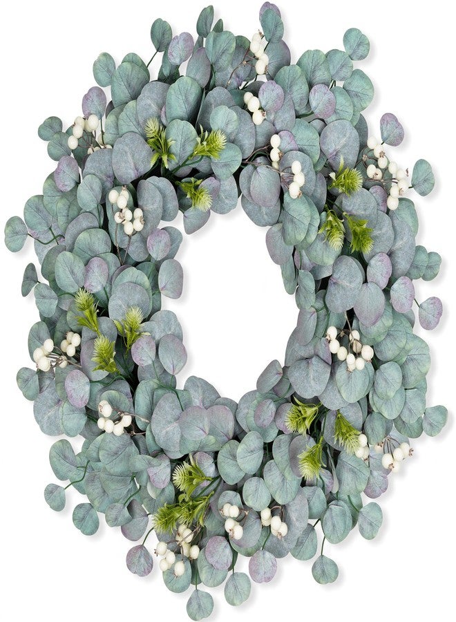 COLORSPEC 24Inch Large Eucalyptus Wreath, Blue Green Eucalyptus Wreath for Front Door with Berries All Year Round, Artificial Spring Summer Wreaths for Indoor Outdoor Wedding Holiday - Image 1