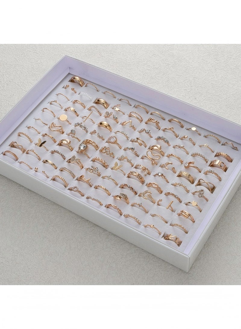 YIQUAN 45 pieces random alloy ring set, heart, butterfly, leaf, diamond rings, very suitable for women's daily wear, going out, party, birthday gifts - Image 4