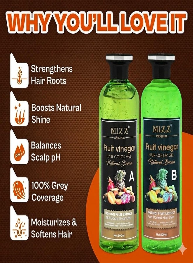 Mizz Natural Fruit Vinegar Hair Dye Color for Both Men, Women, Natural & Ammonia Free Color Dye (Dark Brown) 1000 ml - Image 4