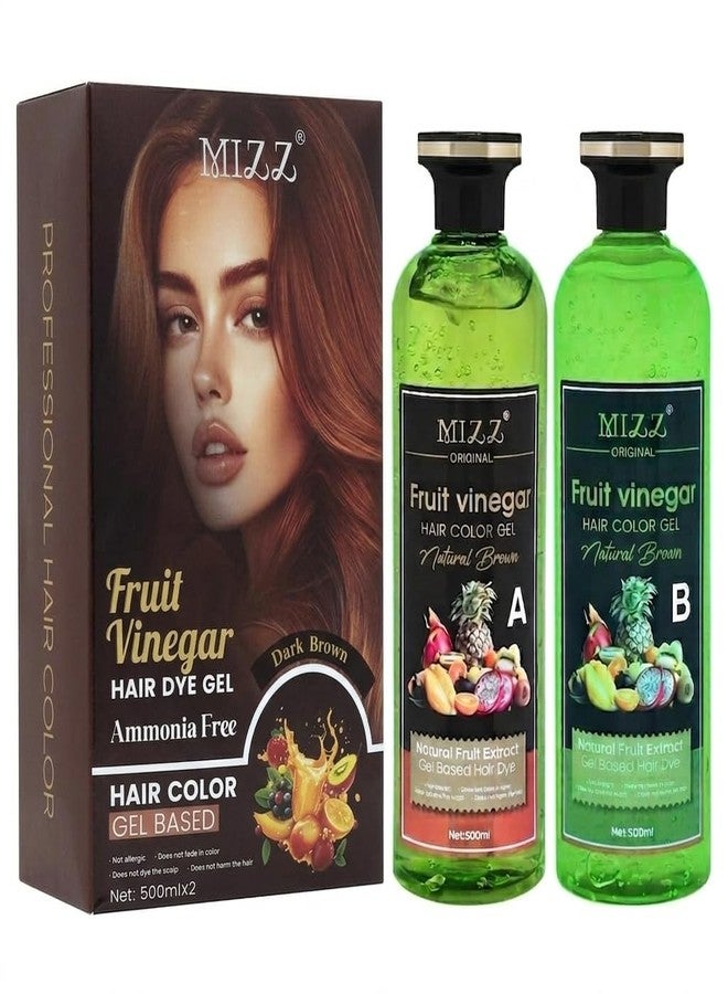 Mizz Natural Fruit Vinegar Hair Dye Color for Both Men, Women, Natural & Ammonia Free Color Dye (Dark Brown) 1000 ml - Image 1