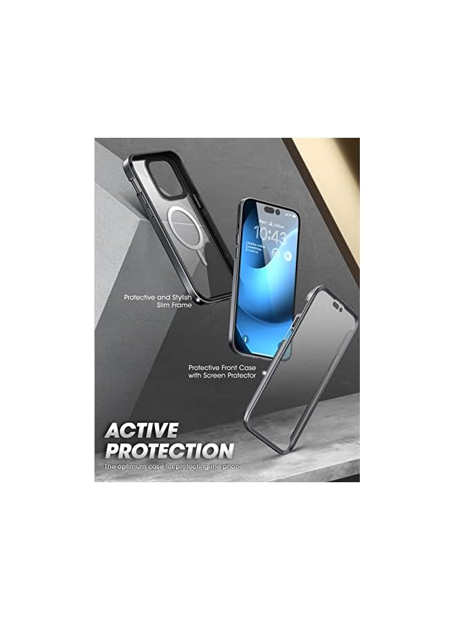 سوبكيس حافظة Unicorn Beetle EdgeMag لهاتف iPhone 14 Pro 6.1 بوصة، متوافقة مع حافظة حماية شفافة بإطار نحيف MagSafe مع واقي شاشة مدمج - Image 4