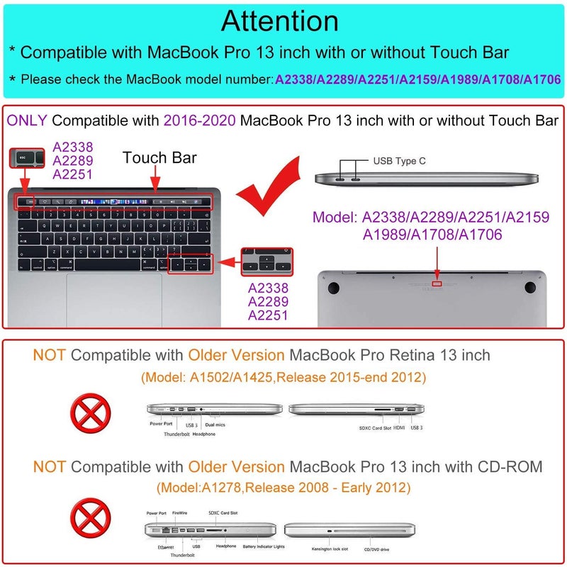GIOIA BAZAAR Compatible with MacBook Pro 13 inch 2024 2023-2016 M2 Case Cover Release A2338 M1 A2289 A2251 A2159 A1989 A1706 A1710 Chip, Protective Plastic Hard Shell Case Cover (Matt Light Blue) - Image 2