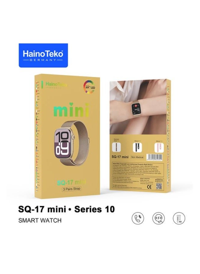 Haino Teko Haino Teko's smartwatch features an AMOLED display and a stylish design. It comes with three straps and a wireless charger. Gold color. AMOLED display: Provides rich colors, high brightness levels, and superior contrast. - Image 2