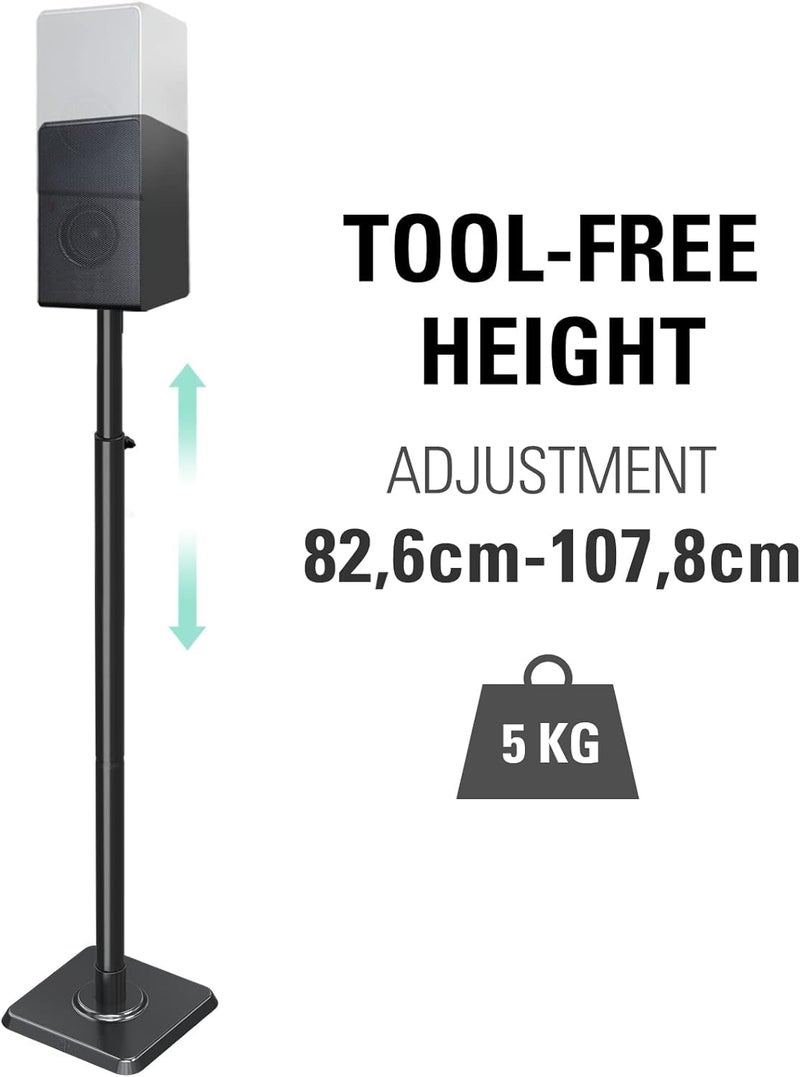 Mounting Dream Speaker Stands Height-Adjustable for Satellites up to 5 kg, Set of 2 Floor Stands - Image 2