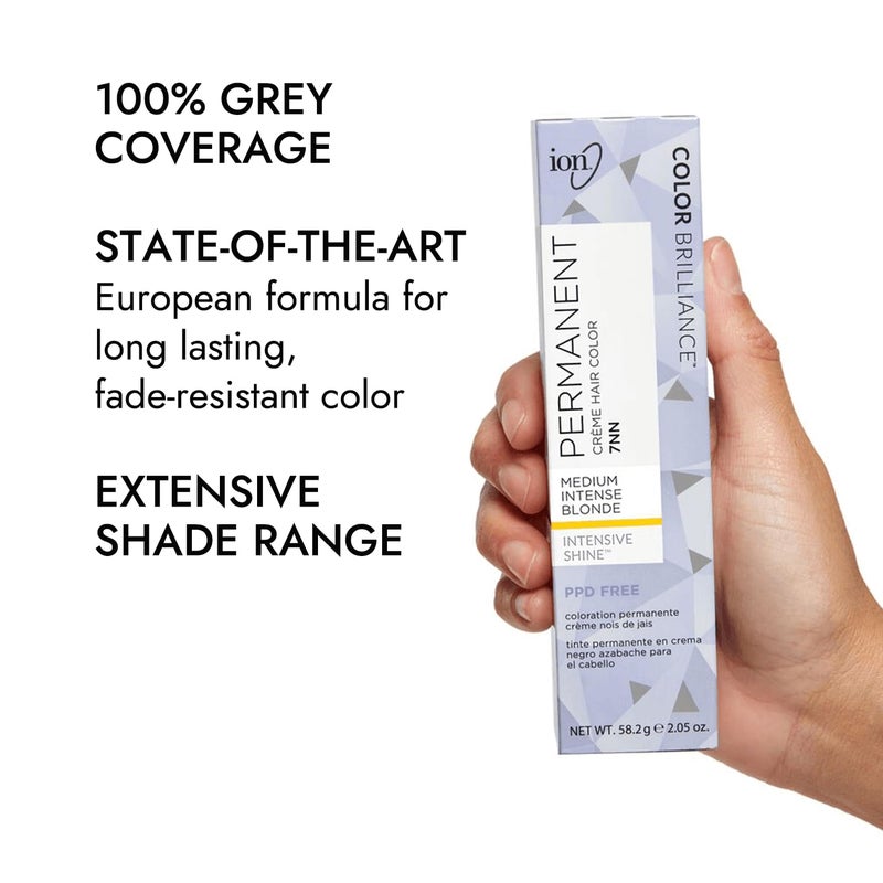Ion Medium Intense Blonde Permanent Creme Hair Color, 7NN, 2.05 Ounce, Paraphenylenediamine Free, Vegan and Cruelty Free, 100% Gray Coverage, Nourishing, Medium Intense Blonde - Image 4