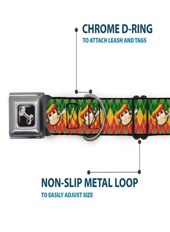 Buckle Down Buckle-Down Seatbelt Buckle Dog Collar - Smoking Monkey Repeat Argyle Rasta - 1.5" Wide - Fits 16-23" Neck - Medium - Image 5