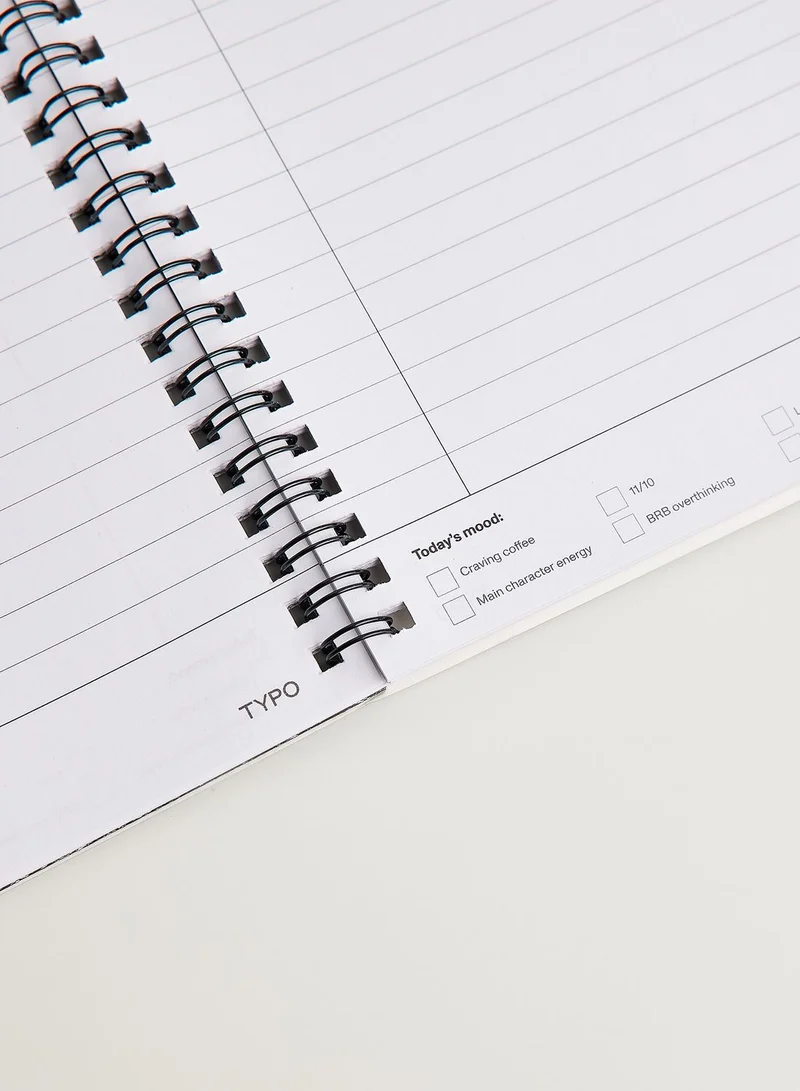 Typo Black Spiral Notebook Themed Cover