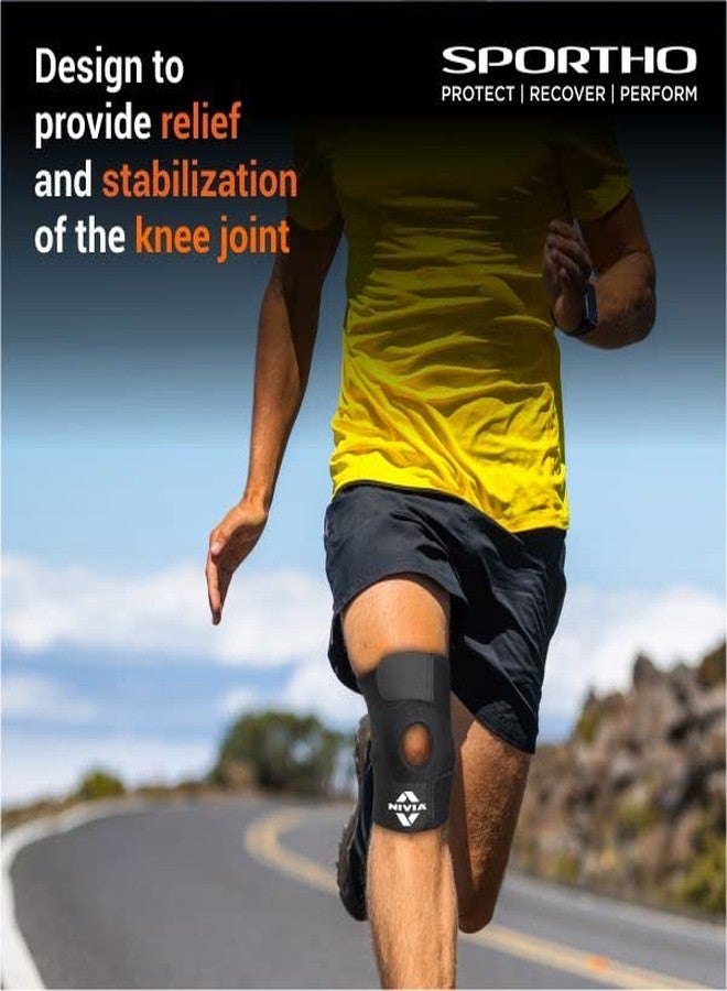 Nivia Basic Patella Knee Support with Adjustable Velcro Strap for Men & Women, Compression Knee Band, Provides Compression & Stability, Ideal for Running, Gym, Sports, Black (Single Piece) - Image 4