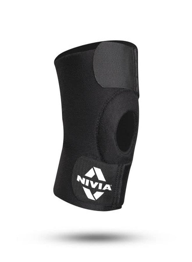 Nivia Basic Patella Knee Support with Adjustable Velcro Strap for Men & Women, Compression Knee Band, Provides Compression & Stability, Ideal for Running, Gym, Sports, Black (Single Piece) - Image 1