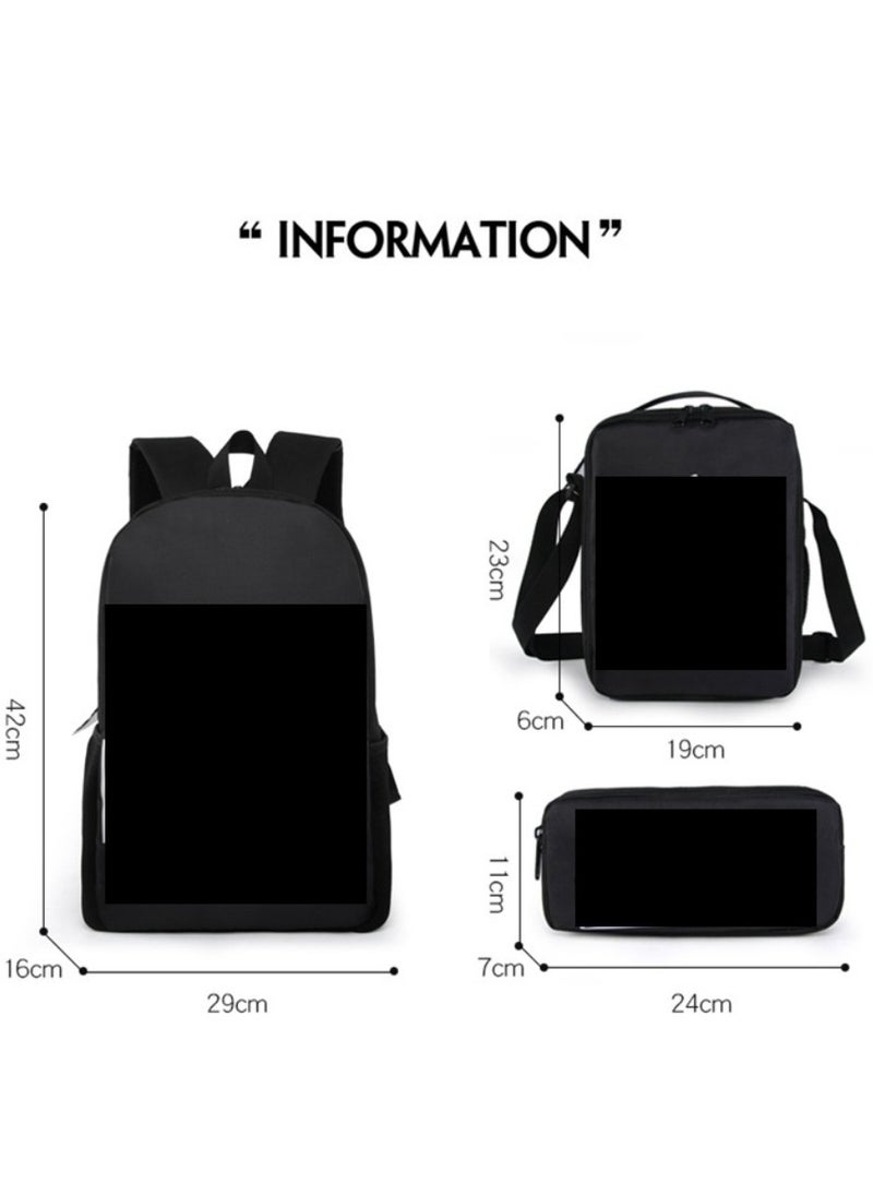 MINECRAFT Digital Printing Large Capacity Backpack Three piece Set Lunch Bag Pen Bag Polyester Comfortable Load Reducing Backpack for Students and Children Unisex  - Image 2