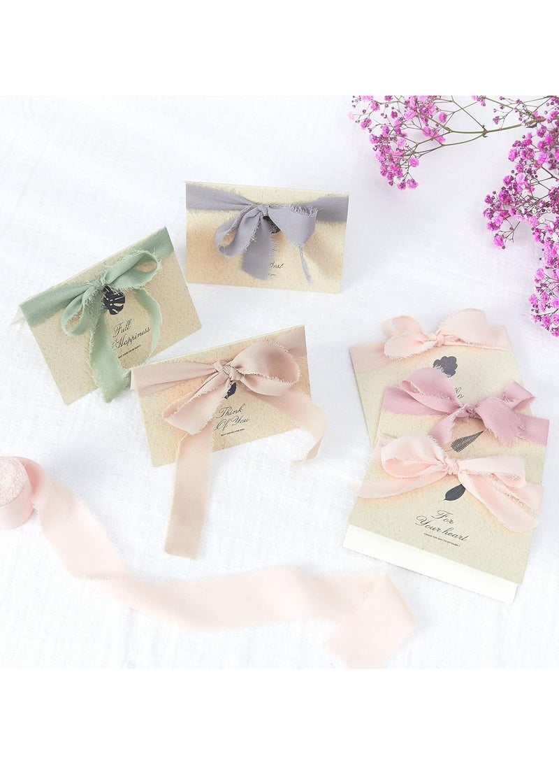 4 Rolls Ribbons Handmade Fringe Chiffon Silk Ribbon 1.5 Inch x 20 Yard Set for Wedding Invitations Bridal Bouquets Gift Wrapping Nude & Cream(1.5 Inch x 5 Yard Each) - Image 5