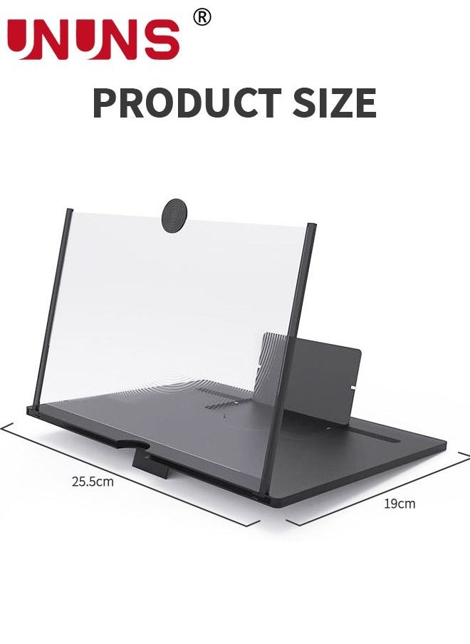 UNUNS - 3D Screen Magnifier,12"Smartphone Screen Magnifier,Foldable HD Mobile Phone Amplifier For Cell Phone With Adjustable Angle,Portable Push Pull Design For All Smartphone-Black - Image 1