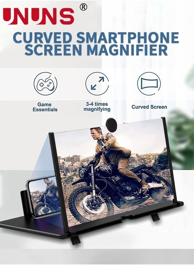 UNUNS - 3D Screen Magnifier,12"Smartphone Screen Magnifier,Foldable HD Mobile Phone Amplifier For Cell Phone With Adjustable Angle,Portable Push Pull Design For All Smartphone-Black - Image 1