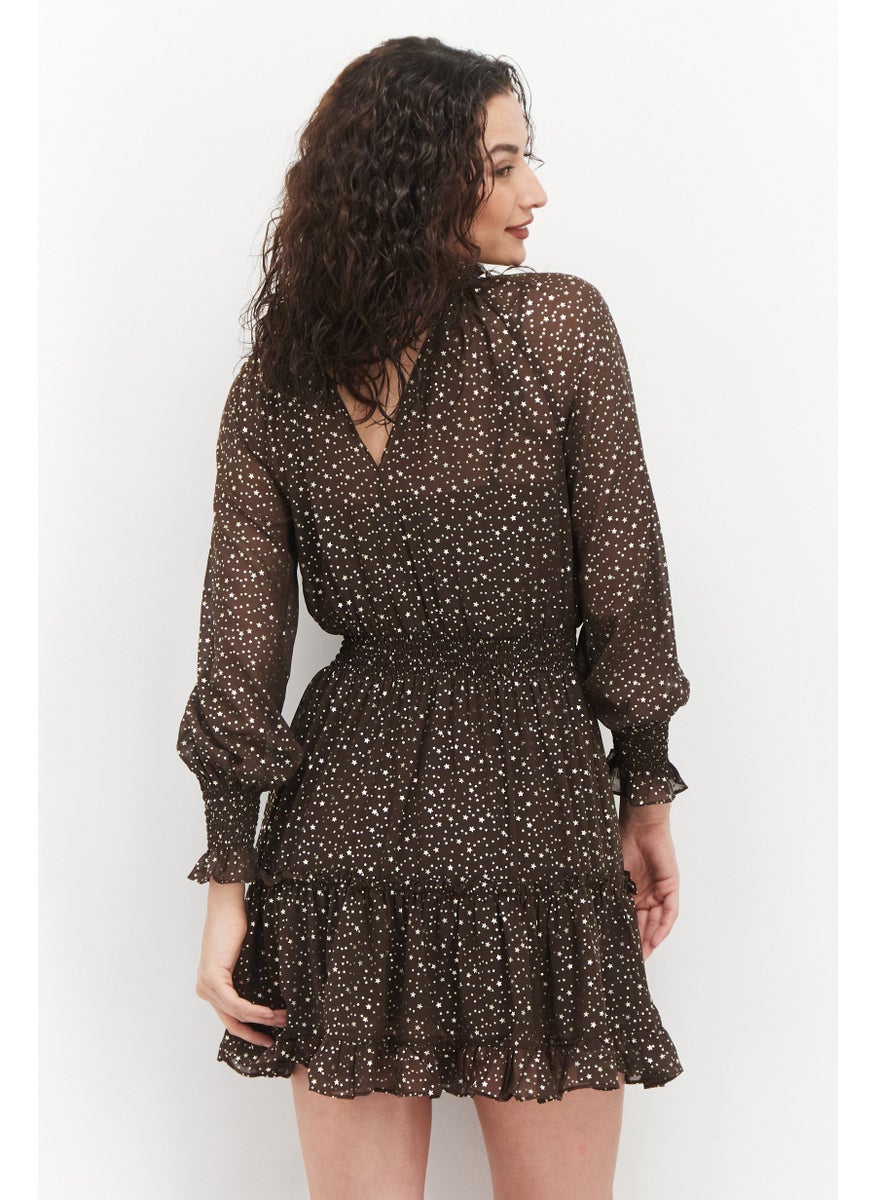 forever new Women Allover Print Mini Dress, Brown  - Image 2