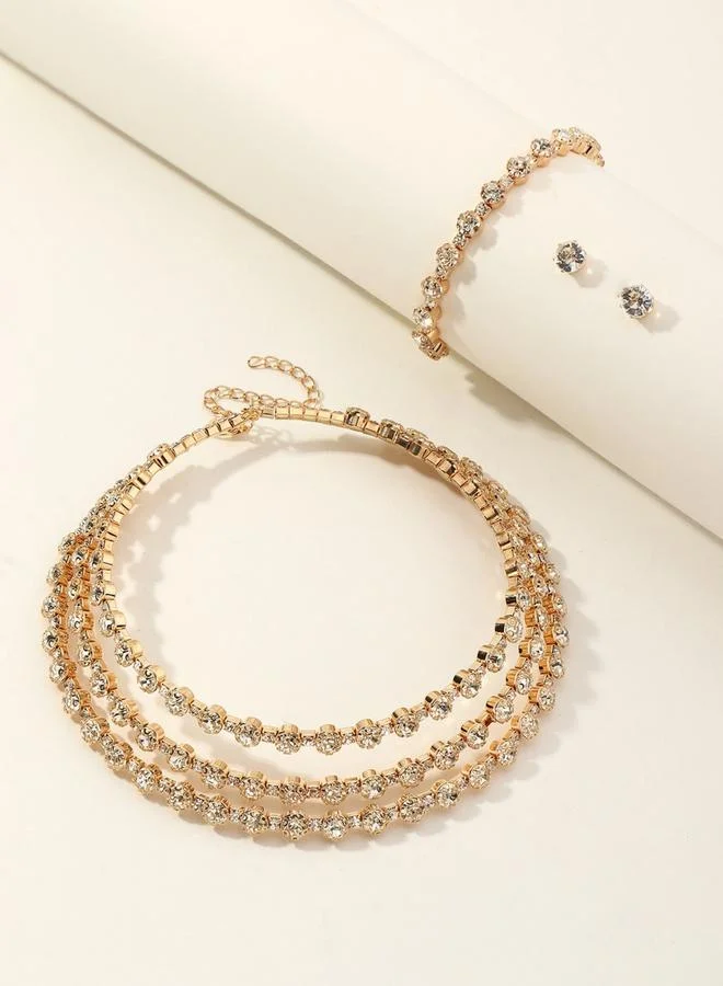 Take Two Take Two Embellished Necklace, Bracelet and Earrings Jewelry Set