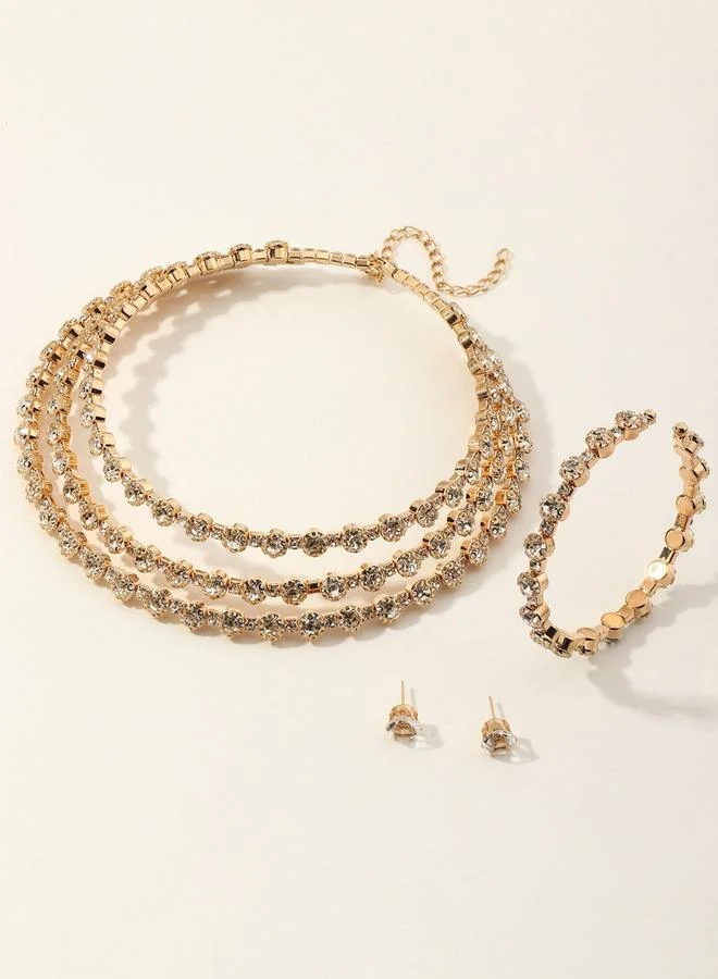 Take Two Take Two Embellished Necklace, Bracelet and Earrings Jewelry Set