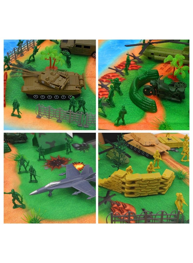 deAO مجموعة ألعاب الجنود من deAO 150 قطعة - شخصيات حركة مع سجادة معركة عسكرية، ألعاب الجيش للأولاد 3+ - Image 2