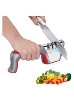Knife Sharpener 4 in 1, Upgraded 4-Stage Blade Sharpener Stone, Kitchen Knife Scissor Sharpener to Repair, Restore, Sharp, Polish Blades, Professional Manual Chef Steel Knife Scissor Sharpening Tool