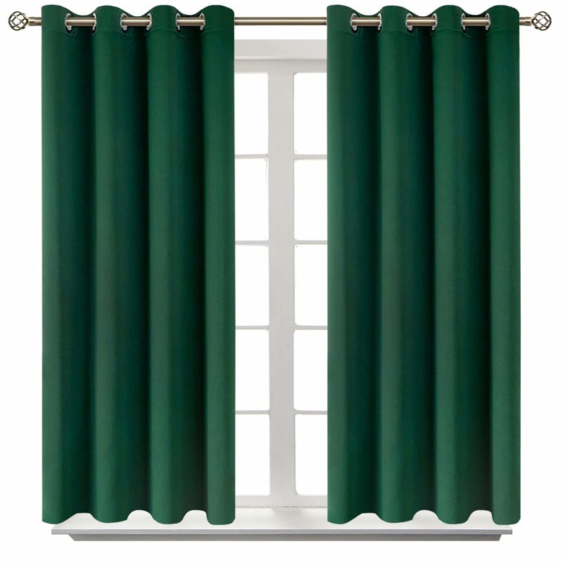 BGment Blackout Curtains - Grommet Thermal Insulated Room Darkening Bedroom and Living Room Curtain  Set of 2 Panels (52 x 45 Inch  Emerald) - Image 1