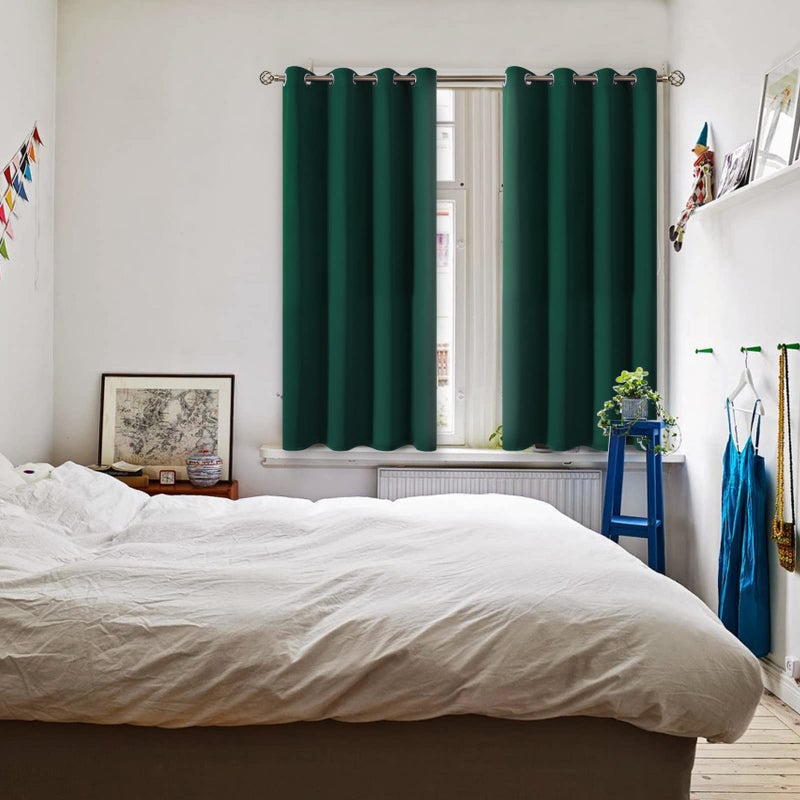 BGment Blackout Curtains - Grommet Thermal Insulated Room Darkening Bedroom and Living Room Curtain  Set of 2 Panels (52 x 45 Inch  Emerald) - Image 2