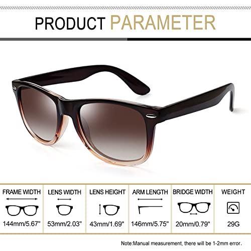 Joopin Gradient Brown Sunglasses Retro Square Shades for Women Men Designer Sun Glasses Polarized UV Protection - Image 5